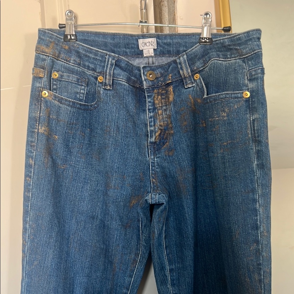 Cache Blue Flare Wide Leg Jeans